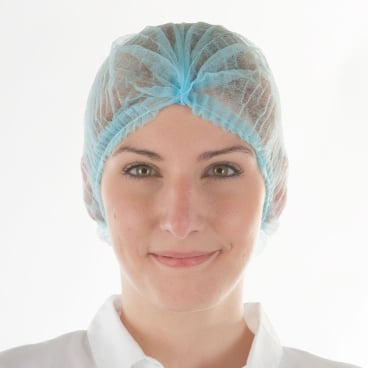 Hygonorm® Klipphaube aus Polypropylen-Vlies leicht - im Sparpack 1 Karton = 10 Packungen = 1000 Stück, 50 cm, blau - Bild-Darstellung des Produktes 1