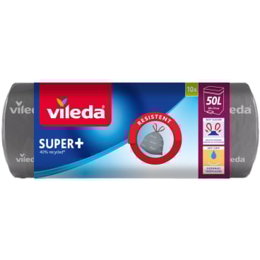 Vileda SUPER+ Müllbeutel, 50 Liter, mit Zugband 1 Rolle = 10 Beutel - Bild-Darstellung des Produktes 1
