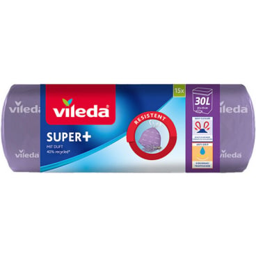 Vileda SUPER+ 30 Liter Müllbeutel, Lavendel Duft, mit Zugband 1 Rolle = 15 Beutel - Bild-Darstellung des Produktes 1
