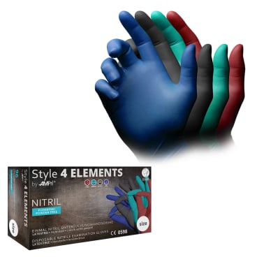 Style 4 Elements Nitrilhandschuhe, puderfrei, farbenmix 1 Packung = 96 Stück, Größe M - Bild-Darstellung des Produktes 1