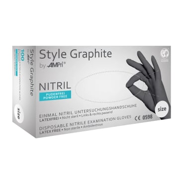 Style Graphite Nitrilhandschuhe, puderfrei, anthrazit 1 Packung = 100 Stück, Größe L - Bild-Darstellung des Produktes 1