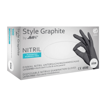 Style Graphite Nitrilhandschuhe, puderfrei, anthrazit 1 Karton = 10 Packungen à 100 Stück, Größe M - Bild-Darstellung des Produktes 1