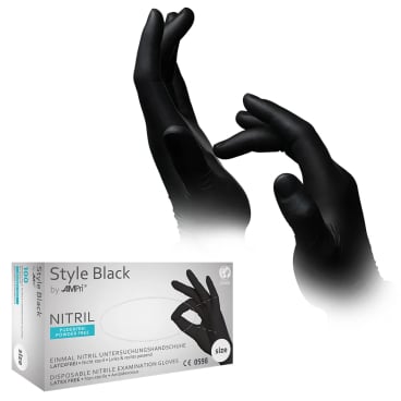 Style Black Nitrilhandschuhe, puderfrei, schwarz 1 Packung = 100 Stück, Größe M - Bild-Darstellung des Produktes 1