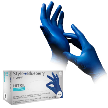 Style Blueberry Nitrilhandschuhe, puderfrei, dunkelblau 1 Karton = 10 Packungen à 100 Stück, Größe L - Bild-Darstellung des Produktes 1