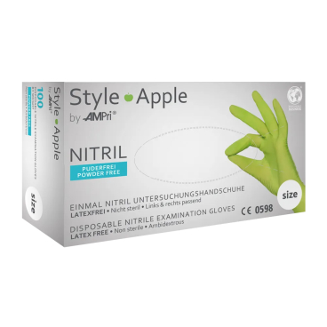 Style Apple Nitrilhandschuhe, puderfrei, grün 1 Packung = 100 Stück, Größe XS - Bild-Darstellung des Produktes 1