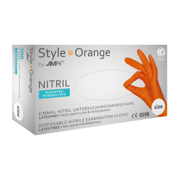 Style Orange Nitrilhandschuhe, puderfrei, orange 1 Packung = 100 Stück, Größe XS - Bild-Darstellung des Produktes 1