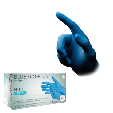 BLUE ECO-PLUS Nitrilhandschuhe, puderfrei, blau 1 Karton = 10 Packungen à 100 Stück, Größe XXL - Bild-Darstellung des Produktes 1