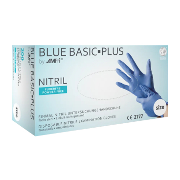 BLUE BASIC PLUS Nitrilhandschuhe, puderfrei, blau 1 Packung = 200 Stück, Größe L - Bild-Darstellung des Produktes 1