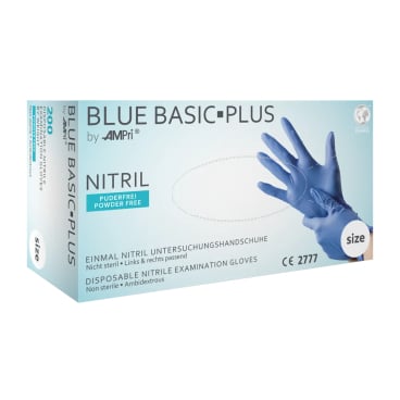 BLUE BASIC PLUS Nitrilhandschuhe, puderfrei, blau 1 Packung = 200 Stück, Größe XL - Bild-Darstellung des Produktes 1