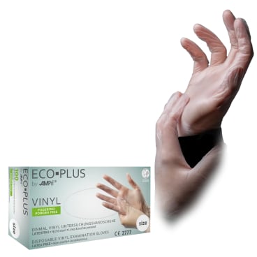 ECO-PLUS Vinylhandschuhe, puderfrei, weiß 1 Packung = 100 Stück, Größe S - Bild-Darstellung des Produktes 1