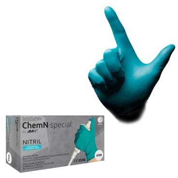SolidSafety ChemN special Nitrilhandschuhe, puderfrei, grün 1 Packung = 100 Stück, XXL - Bild-Darstellung des Produktes 1