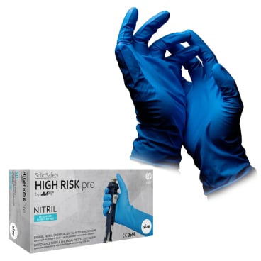 SolidSafety HIGH RISK pro Nitrilhandschuhe, puderfrei, blau 1 Packung = 50 Stück, Größe M - Bild-Darstellung des Produktes 1