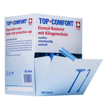 TOP COMFORT Einmalrasierer, einschneidig, blau 1 Packung = 100 Stück - Bild-Darstellung des Produktes 1