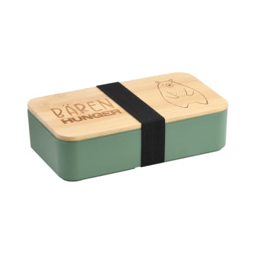 Kesper Brotdose "Bären Hunger", graviert, zertifiziertes Bambus Farbe: grün, Maße (L x B x H): 18,5 x 10,5 x 5 cm - Bild-Darstellung des Produktes 1