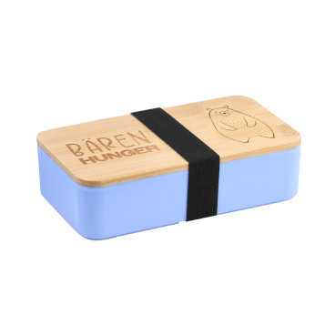 Kesper Brotdose "Bären Hunger", graviert, zertifiziertes Bambus Farbe: blau , Maße (L x B x H): 18,5 x 10,5 x 5 cm - Bild-Darstellung des Produktes 1