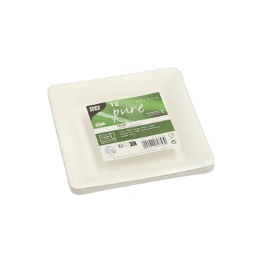 Papstar Teller Zuckerrohr, eckig 15,5 cm, stabil 1 Packung = 12 Stück - Bild-Darstellung des Produktes 1