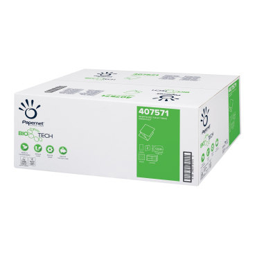 Papernet BIO-Tech Einzelblatt Toilettenpapier, 2-lagig, Interfold 1 Packung = 40 x 224 Blatt = 8960 Blatt - Bild-Darstellung des Produktes 1
