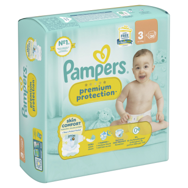 Pampers Premium Protection 3 Midi Windeln, 6-10 kg, Größe 3 1 Single Packung = 30 Windeln - Bild-Darstellung des Produktes 1