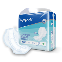 Attends GmbH Attends Contours Regular Inkontinenzvorlagen, Saugende Hygienevorlagen, 1 Beutel = 28 Stück, Regular 9, Größe 1 201305