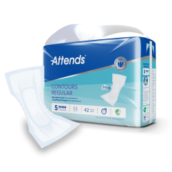 Attends GmbH Attends Contours Regular Inkontinenzvorlagen, Saugende Hygienevorlagen, 1 Beutel = 42 Stück, Regular 5, Größe 1 205211