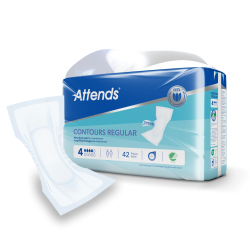 Attends GmbH Attends Contours Regular Inkontinenzvorlagen, Saugende Hygienevorlagen, 1 Beutel = 42 Stück, Regular 4, Größe 1 203491