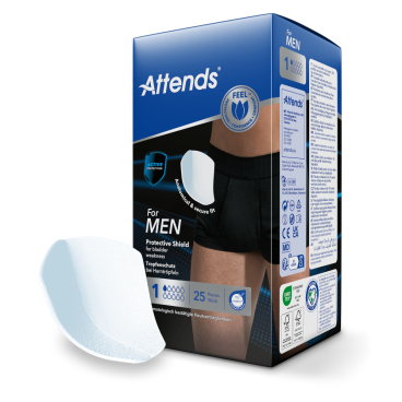 Attends for men Shield Inkontinenzeinlagen 1 Packung = 25 Einlagen, Stärke 1 - Bild-Darstellung des Produktes 1