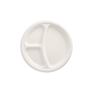 Papstar 50 Teller, Zuckerrohr, 3-geteilt Ø 26 cm 1 Packung = 50 Stück - Bild-Darstellung des Produktes 1