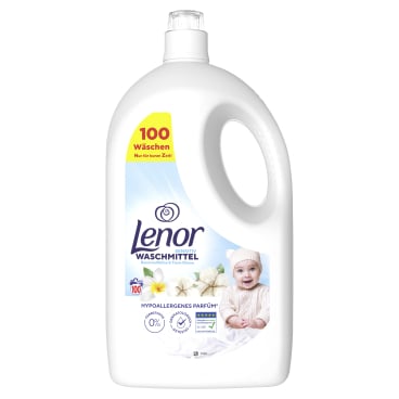 Lenor Senitiv Flüssigwaschmittel Baumwollblüte & Tiaré-Blume 4,5 Liter - Flasche, für ca. 100 Waschladungen - Bild-Darstellung des Produktes 1