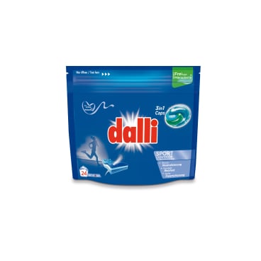 dalli Waschmittel 3in1 Caps Sport & Outdoor, 24 WL 1 Nachfüllbeutel = 0,636 kg, für ca 24 Waschladungen - Bild-Darstellung des Produktes 1