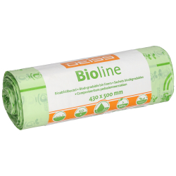 EMIL DEISS KG (GmbH + Co.) DEISS BIOLINE Bioabfallsäcke 20 Liter ecovio® Biokunststoff, Biologisch abbaubare Biomüllbeutel, feuchtigkeitsdicht, (B x L): 430 x 500 mm, 1 Rolle = 50 Stück 06028