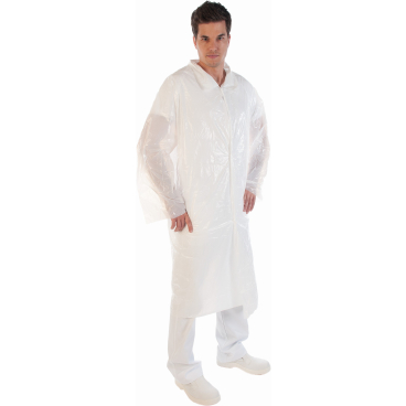 HYGOSTAR® Besucherkittel PE 1 Packung = 10 Stück, Länge: 120cm, Farbe: weiß - Bild-Darstellung des Produktes 1