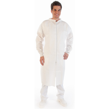 HYGOSTAR® Besucher- und Laborkittel SMS, weiß 1 Karton = 50 Stück, Größe: XL, Länge: 110cm - Bild-Darstellung des Produktes 1