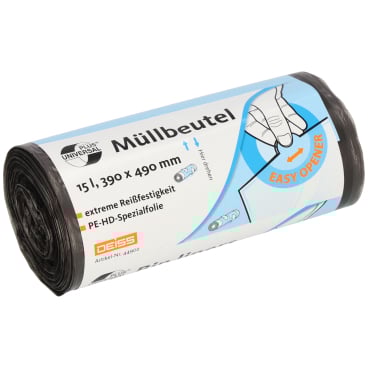 DEISS UNIVERSAL PLUS Mülltüte 15 Liter, grau 1 Rolle = 50 Stück - Bild-Darstellung des Produktes 1