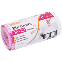 EMIL DEISS KG (GmbH + Co.) DEISS FOR YOU Müllbeutel 10-12 Liter mit rosa Zugband aus HDPE, Abfallbeutel für haushaltsähnliche Abfälle, (B x L + Ø-Rolle) 390 x 500 + 50 mm, 1 Karton = 10 Rollen à 40 Stück 56078
