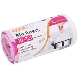 EMIL DEISS KG (GmbH + Co.) DEISS FOR YOU Müllbeutel 10-12 Liter mit rosa Zugband aus HDPE, Abfallbeutel für haushaltsähnliche Abfälle, (B x L + Ø-Rolle) 390 x 500 + 50 mm, 1 Rolle = 40 Stück 56078