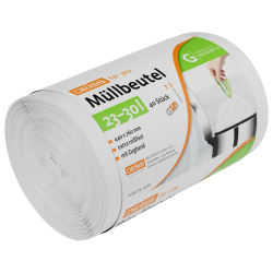 EMIL DEISS KG (GmbH + Co.) DEISS FOR YOU Müllbeutel 23-30 L mit grünem Zugband aus HDPE, Abfallbeutel für haushaltsähnliche Abfälle, (B x L + Ø-Rolle) 430 x 760 + 50 mm, 1 Karton = 10 Rollen à 40 Stück 56080