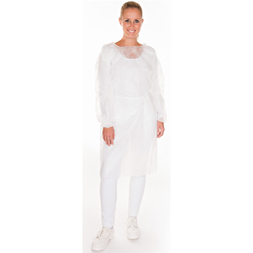 Hygostar® PP-Vlies Schutzkittel mit Bündchen 1 Karton = 100 Stück, Größe: 115x140cm, weiß - Bild-Darstellung des Produktes 1