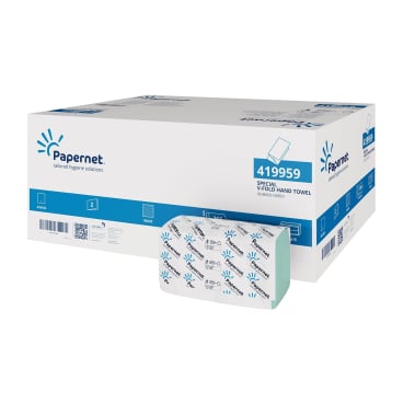 Papernet V-Falz Handtuchpapier, 2-lagig, Grün, WAVE 1 Packung = 15 x 266 Blatt = 3990 Papiertücher - Bild-Darstellung des Produktes 1