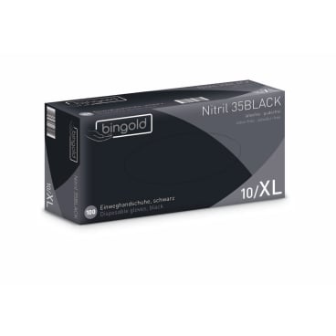 BINGOLD Nitril 35BLACK Einweghandschuhe, schwarz 1 Packung = 100 Stück, Größe XL - Bild-Darstellung des Produktes 1