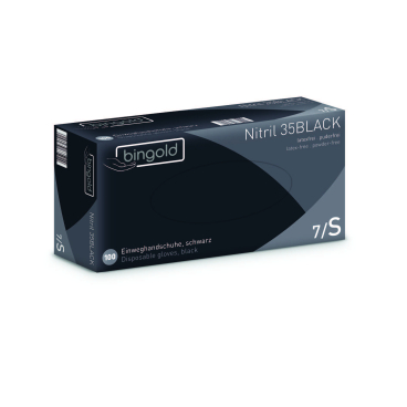BINGOLD Nitril 35BLACK Einweghandschuhe, schwarz 1 Palette = 910 Packungen à 100 Stück, Größe S - Bild-Darstellung des Produktes 1