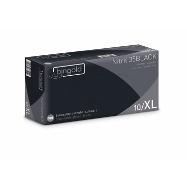 BINGOLD Nitril 35BLACK Einweghandschuhe, schwarz 1 Palette = 910 Packungen à 100 Stück, Größe XL - Bild-Darstellung des Produktes 1