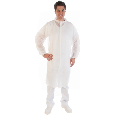 Hygonorm® PP Besucherkittel, leicht 1 Karton = 100 Stück, Größe: L, Farbe: weiß - Bild-Darstellung des Produktes 1