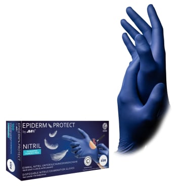 Epiderm Protect Nitrilhandschuhe, puderfrei, blau 1 Karton = 10 Packungen à 100 Stück, Größe L - Bild-Darstellung des Produktes 1