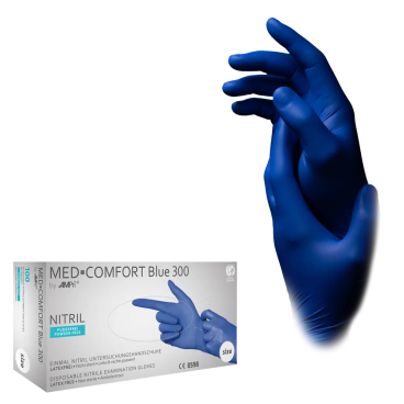 MED-COMFORT Blue 300 Nitrilhandschuhe, puderfrei, blau 1 Packung = 100 Stück, Größe M - Bild-Darstellung des Produktes 1