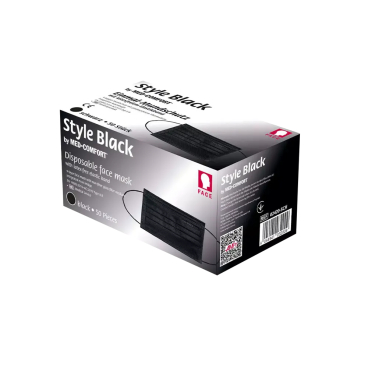 STYLE BLACK Einmalmundschutz, Typ IIR, schwarz, 4-lagig 1 Karton = 10 Packungen à 50 Stück - Bild-Darstellung des Produktes 1