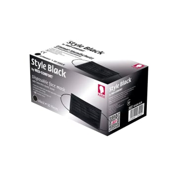 STYLE BLACK Einmalmundschutz, Typ IIR, schwarz, 4-lagig 1 Packung = 50 Stück - Bild-Darstellung des Produktes 1