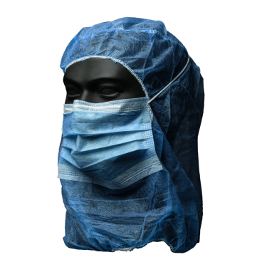 MED-COMFORT Astrohaube mit Mundschutz, PP, 2-lagig 1 Karton = 10 Packungen à 100 Stück, Farbe: blau - Bild-Darstellung des Produktes 1