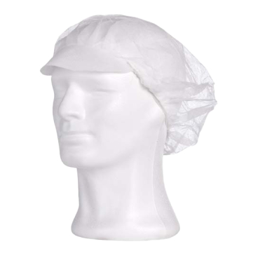 MED-COMFORT Baretthauben mit Schirm, PP, 50 cm 1 Karton = 10 Packung à 100 Stück, Farbe: weiß - Bild-Darstellung des Produktes 1