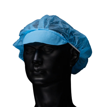 MED-COMFORT Baretthauben mit Schirm, PP, 50 cm 1 Packung = 100 Stück, Farbe: blau - Bild-Darstellung des Produktes 1