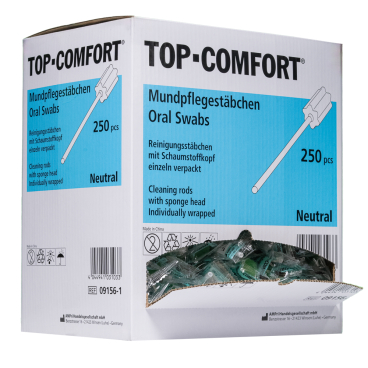 TOP COMFORT Mundpflegestäbchen mit PU Schwamm, 100 mm, Neutral 1 Packung = 250 Stück - Bild-Darstellung des Produktes 1